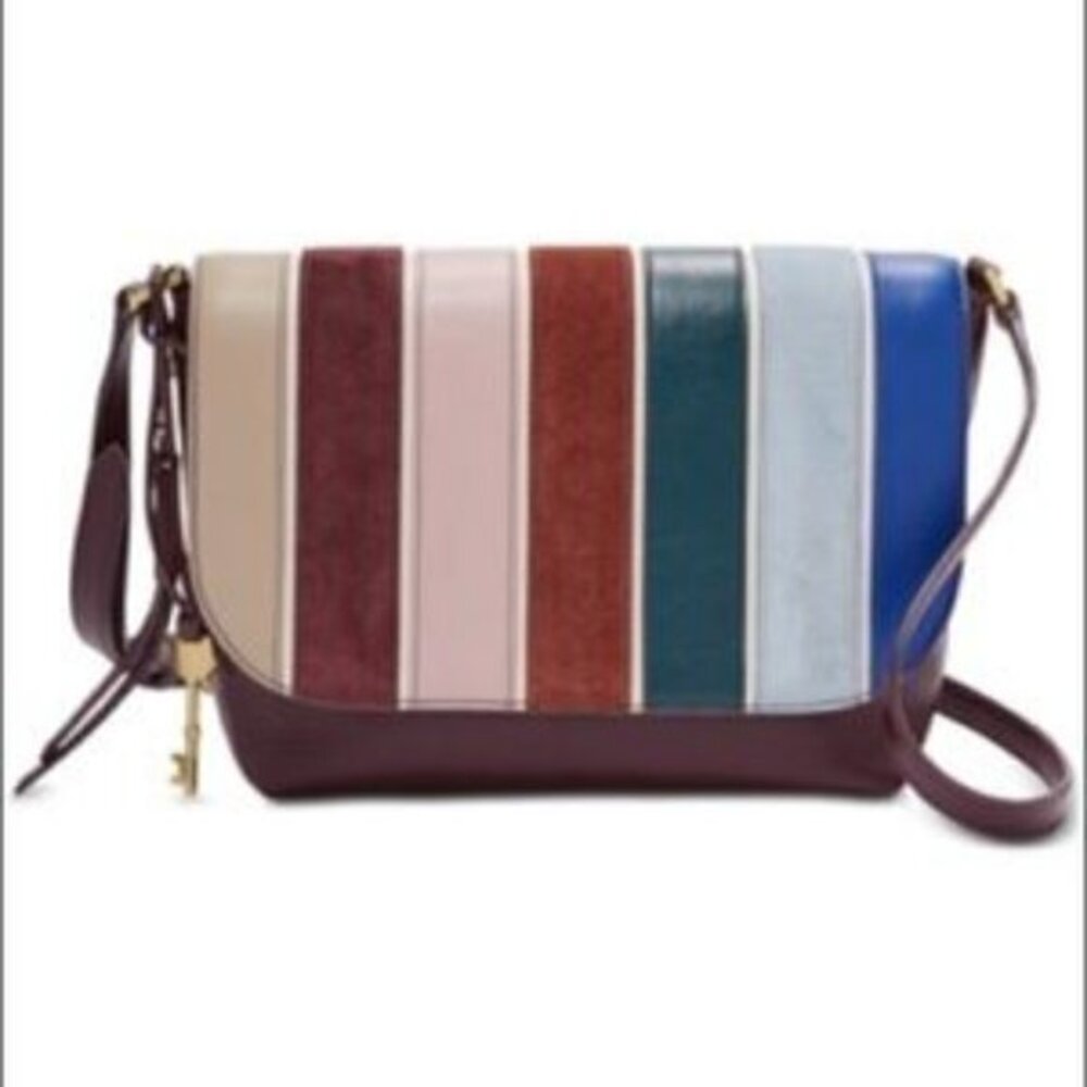 Fossil Handbag Crossbody Leather Patched p…